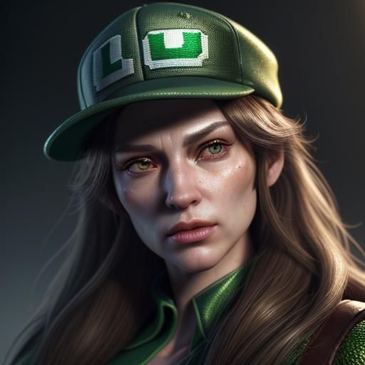 Photorealistic Luigi Portrait in Golden Sunset Lighting