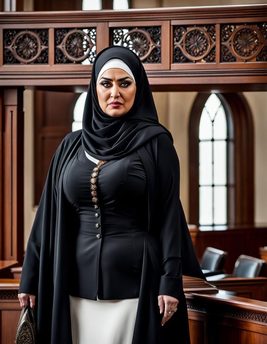 Detailed Portrait: Angry Middle Eastern Woman in Courtroom