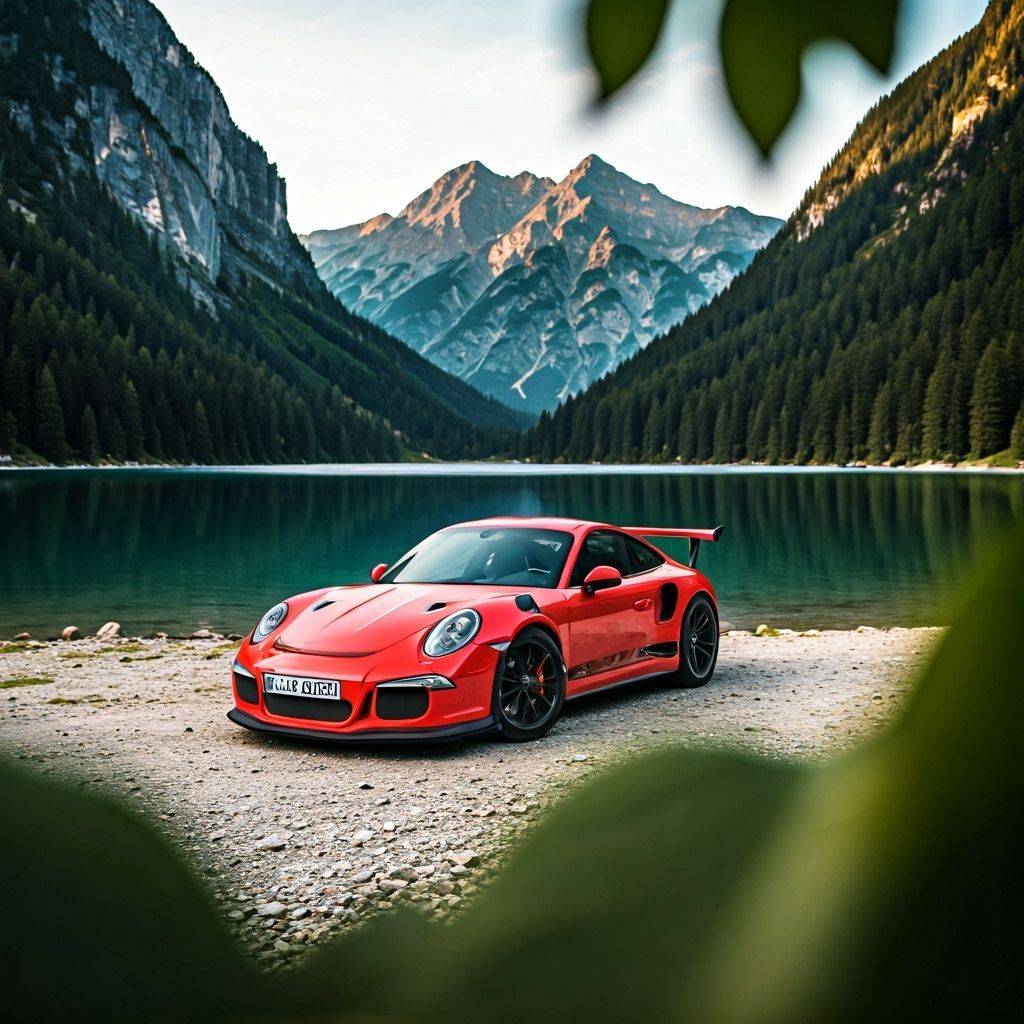 Red Porsche 911 GT3 RS by Alpine Lake