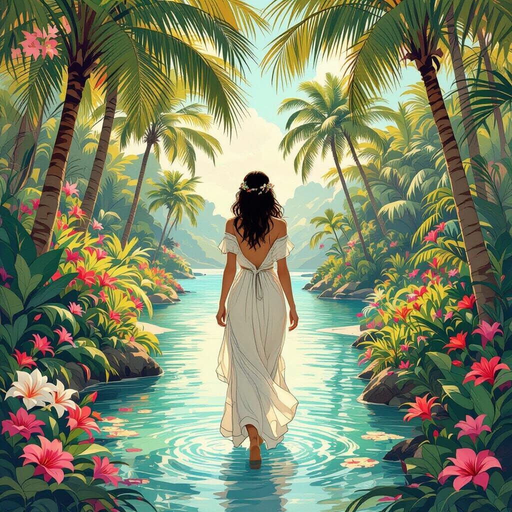 Woman in Paradise: An Art Nouveau Vision