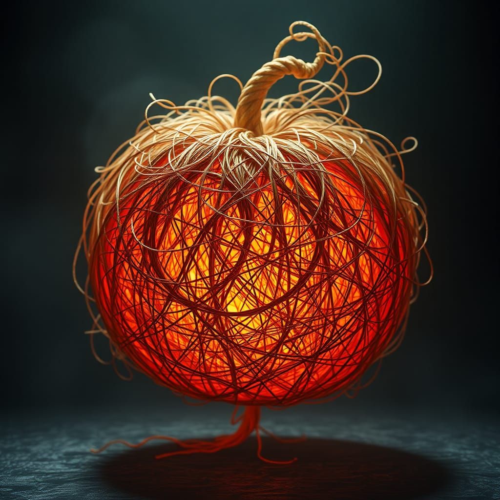 String Pumpkin: Mystical Interwoven Fiber Art
