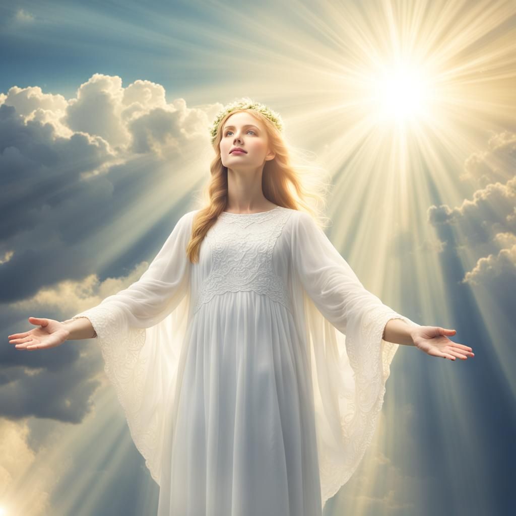 Angelic Woman in Divine Sunshine