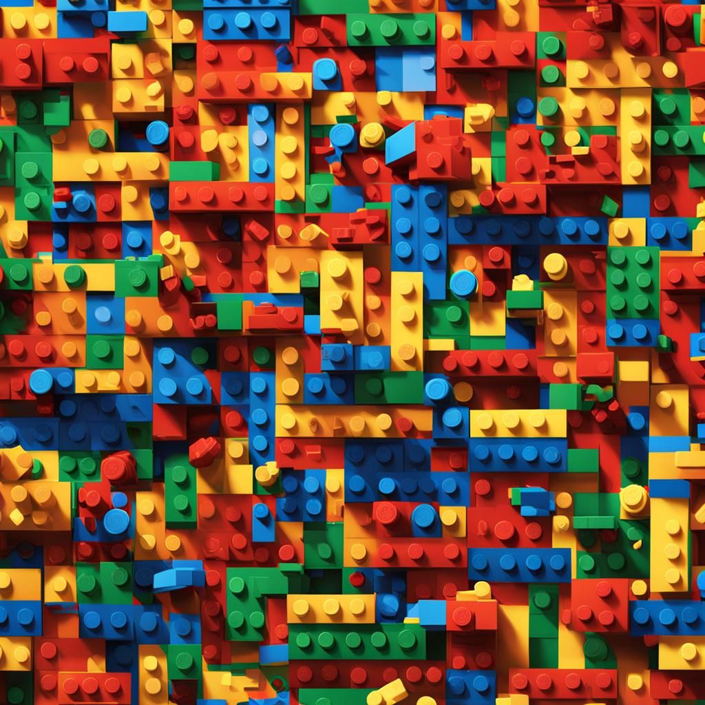 Colorful LEGO Creation in 3D Digital Art Style