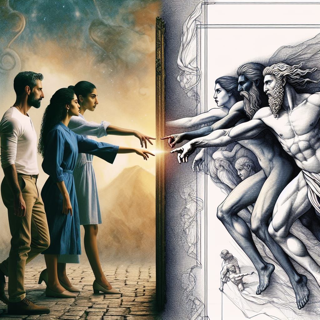 Reality Merges with Hand-Drawn Sketch in Surreal Scene