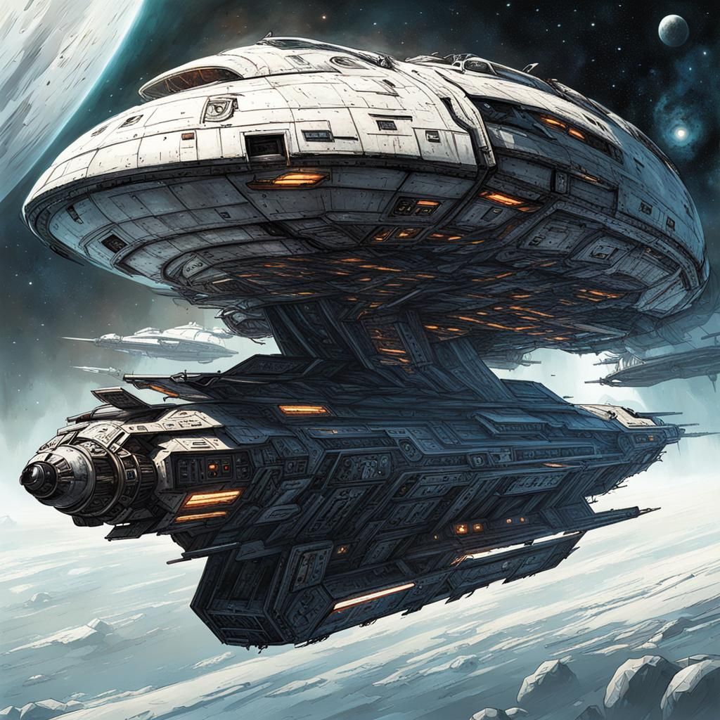 Sinister Spaceship in Silent, Serene Space