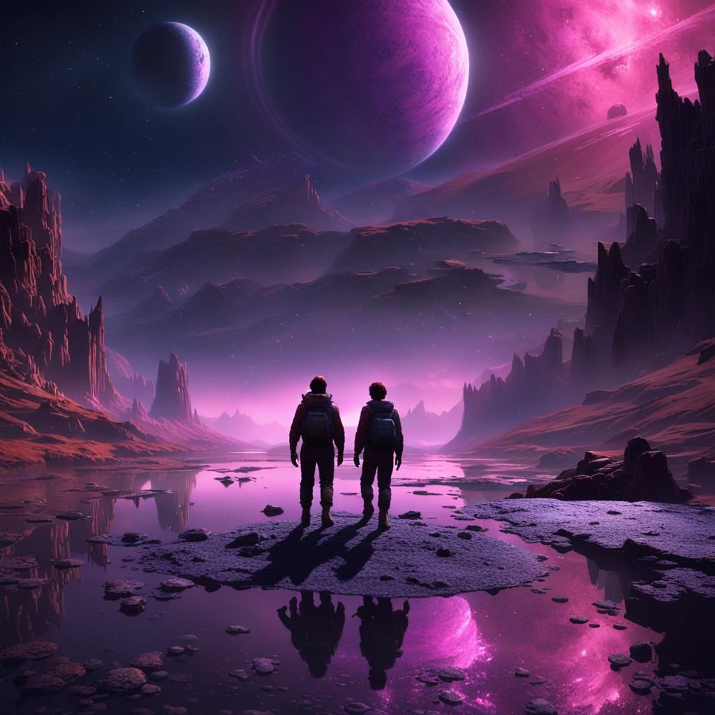 Stargazers on an Alien World: Dark Fantasy Concept Art