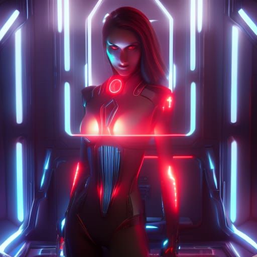 Woman Trapped in Cyberpunk Digital World