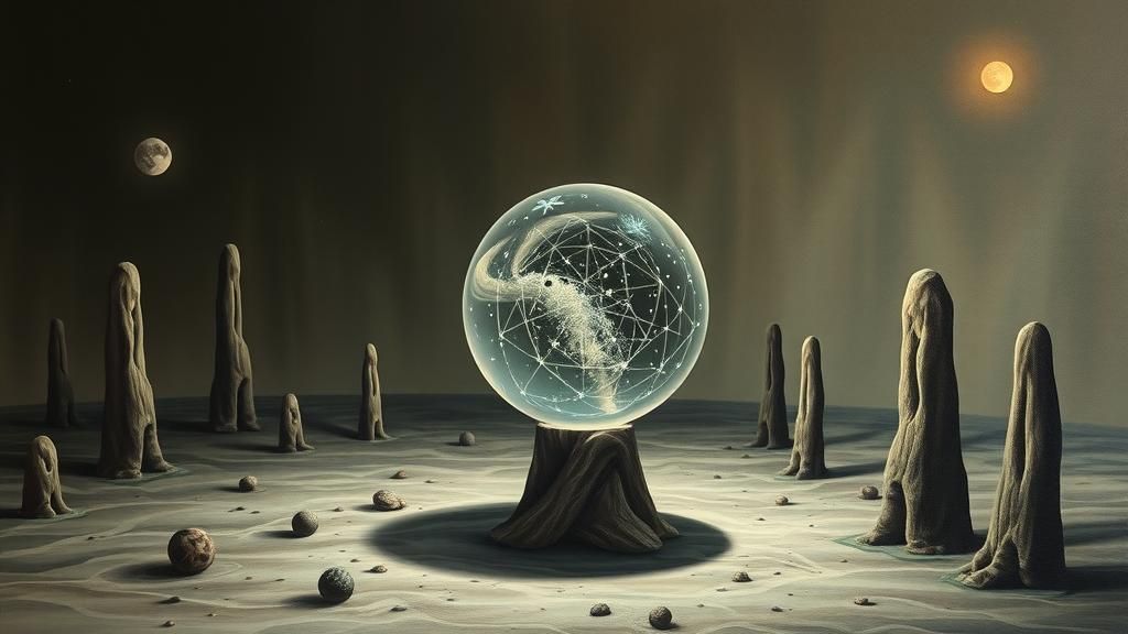 Ethereal Crystal Ball in Surrealist Dreamscape
