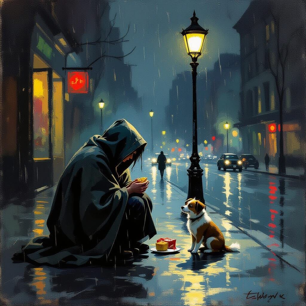 Kindness in Isolation: Traveler Shares Food with Stray Dog