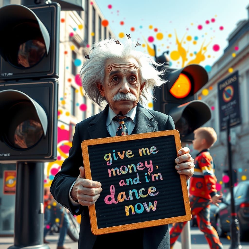 Einstein the Street Dancer in London, Expressionistic Style