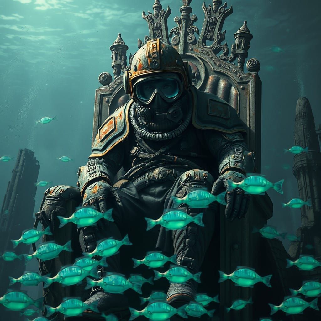 Dark Diver in Bioluminescent Throne Room