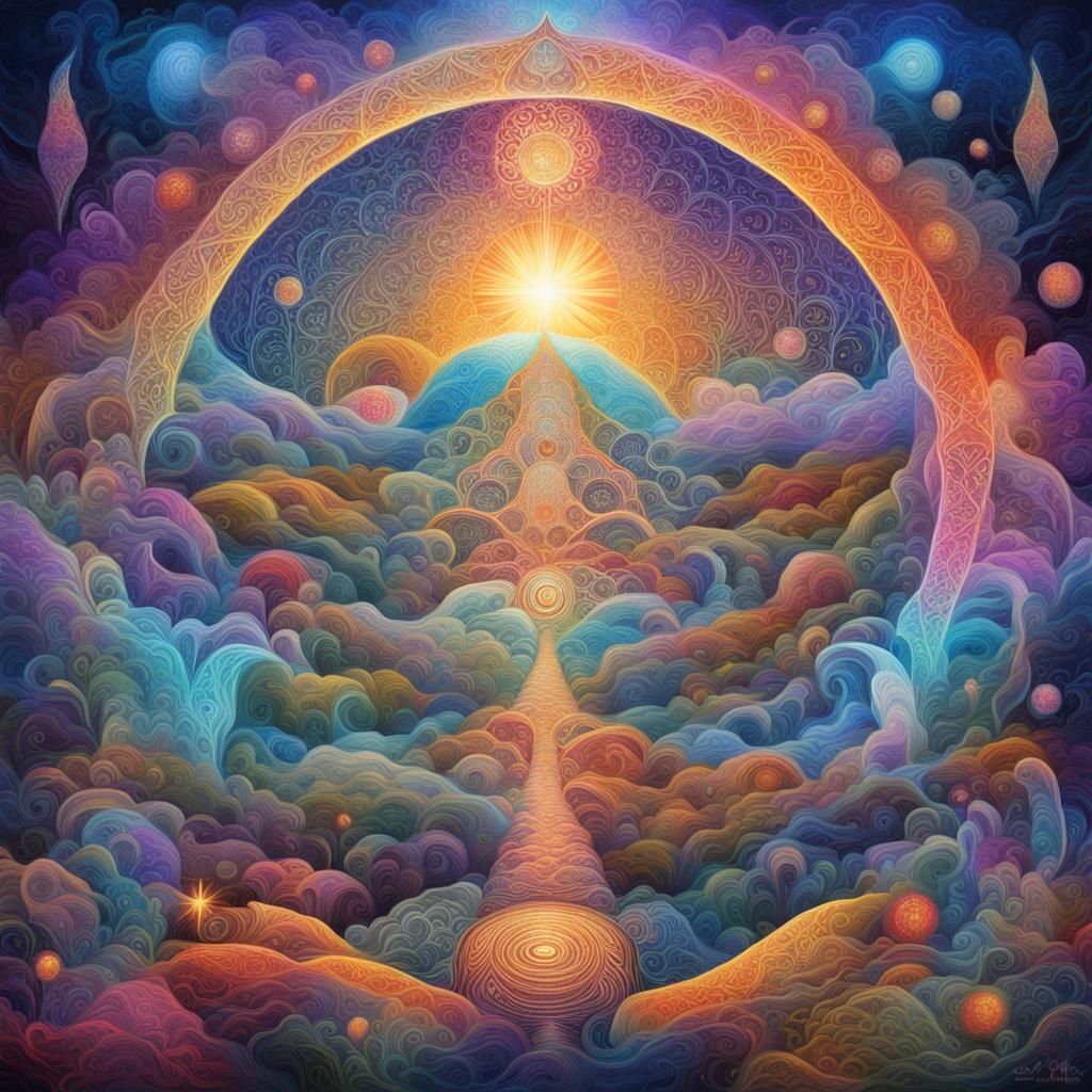Cosmic Path to Spirit: Holographic Astral Illustration