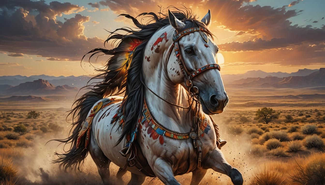Native American Spirit Horse on Western Plains