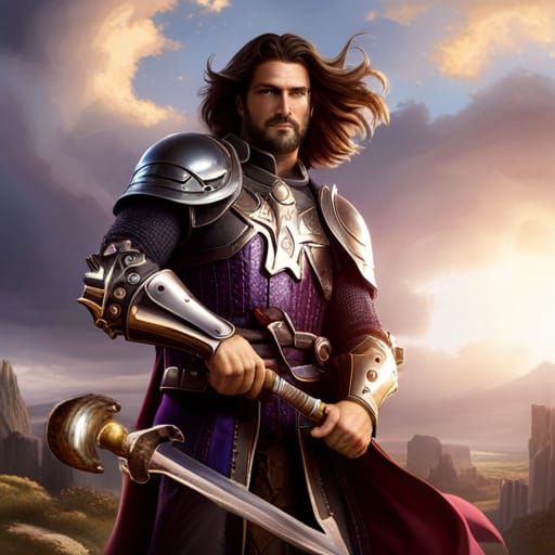 Helmless Knight with Magic Weapon and Nebula