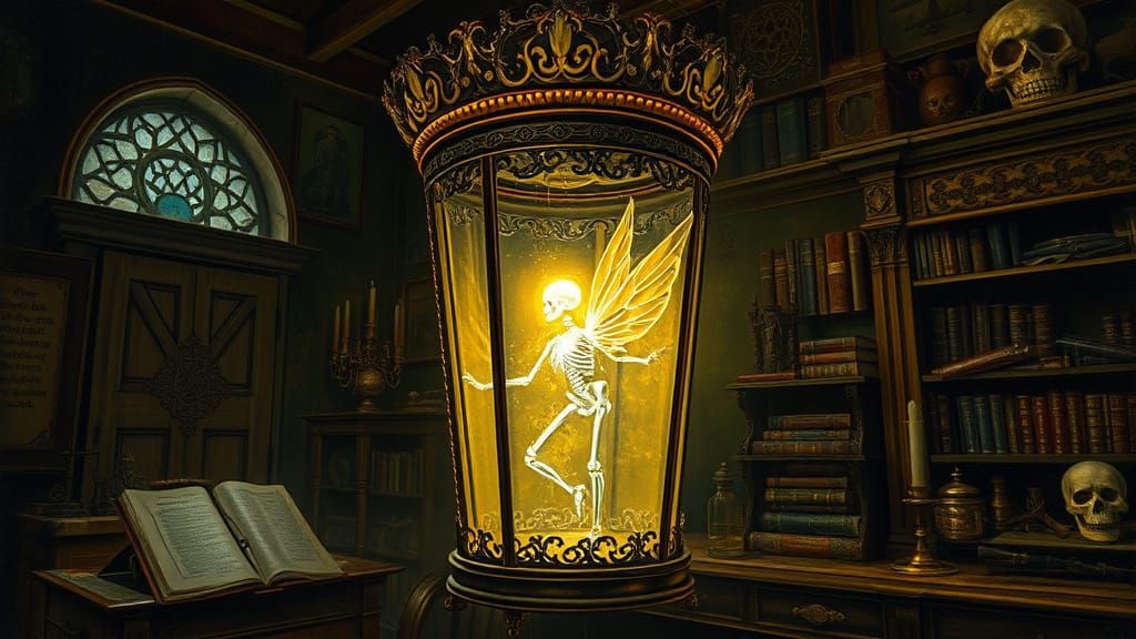 Necromantic Lantern Lit by Fairy Skeleton