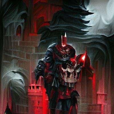 Skull Knight in Dark Armor by Greg Rutkowski style