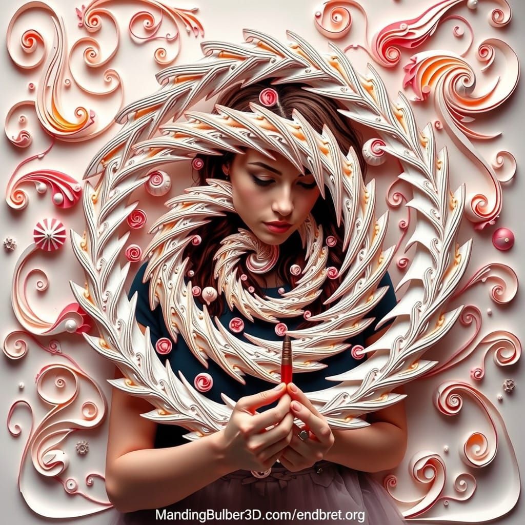 Fractal Ouroboros Art in Quilling Style
