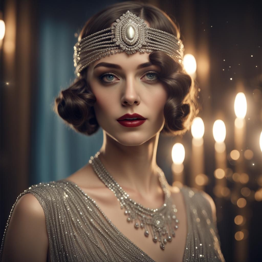 Beautiful Woman in 1920s Fashion: Realistic Rendering