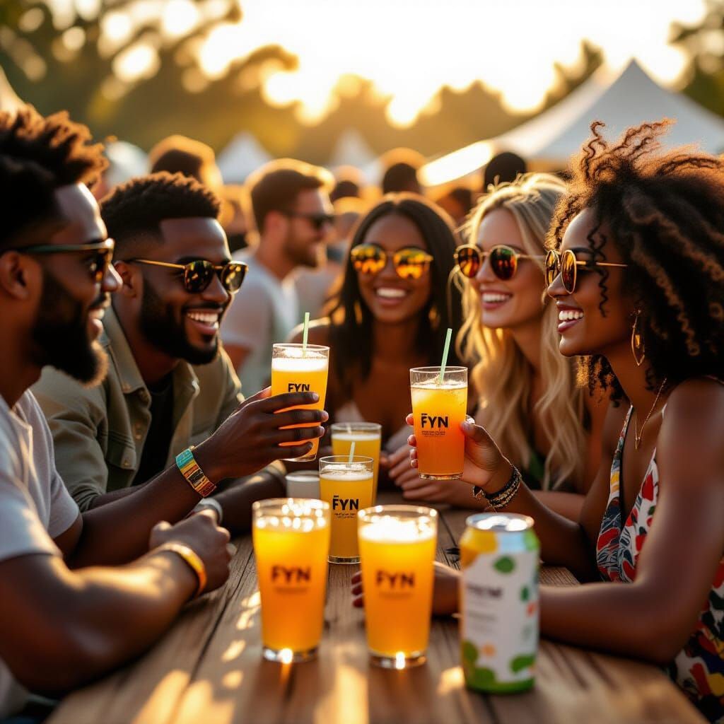 African Adults Enjoying Premium Refreshment at Festival