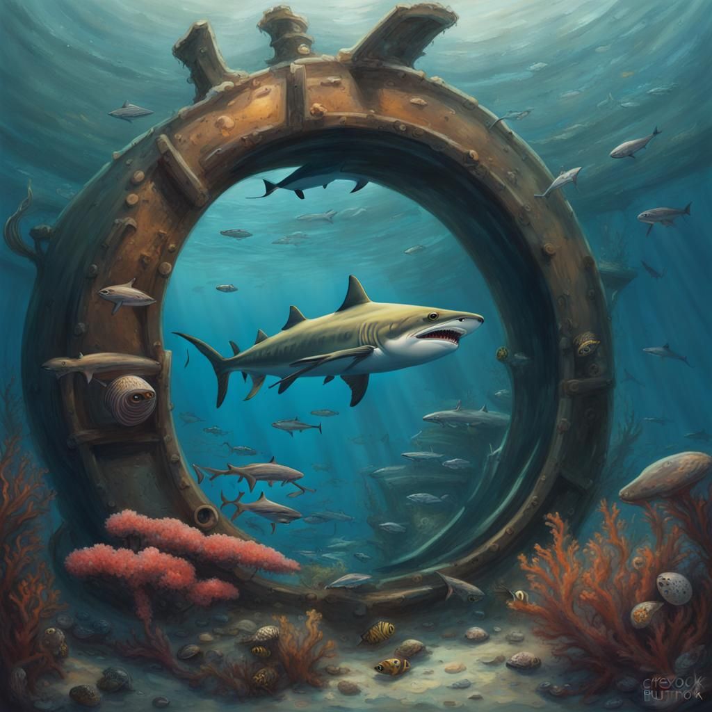 Sunken Ship Underwater Kingdom Digital Painting