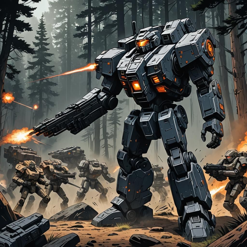 Battletech Marauder and Timberwolf Mech Battle