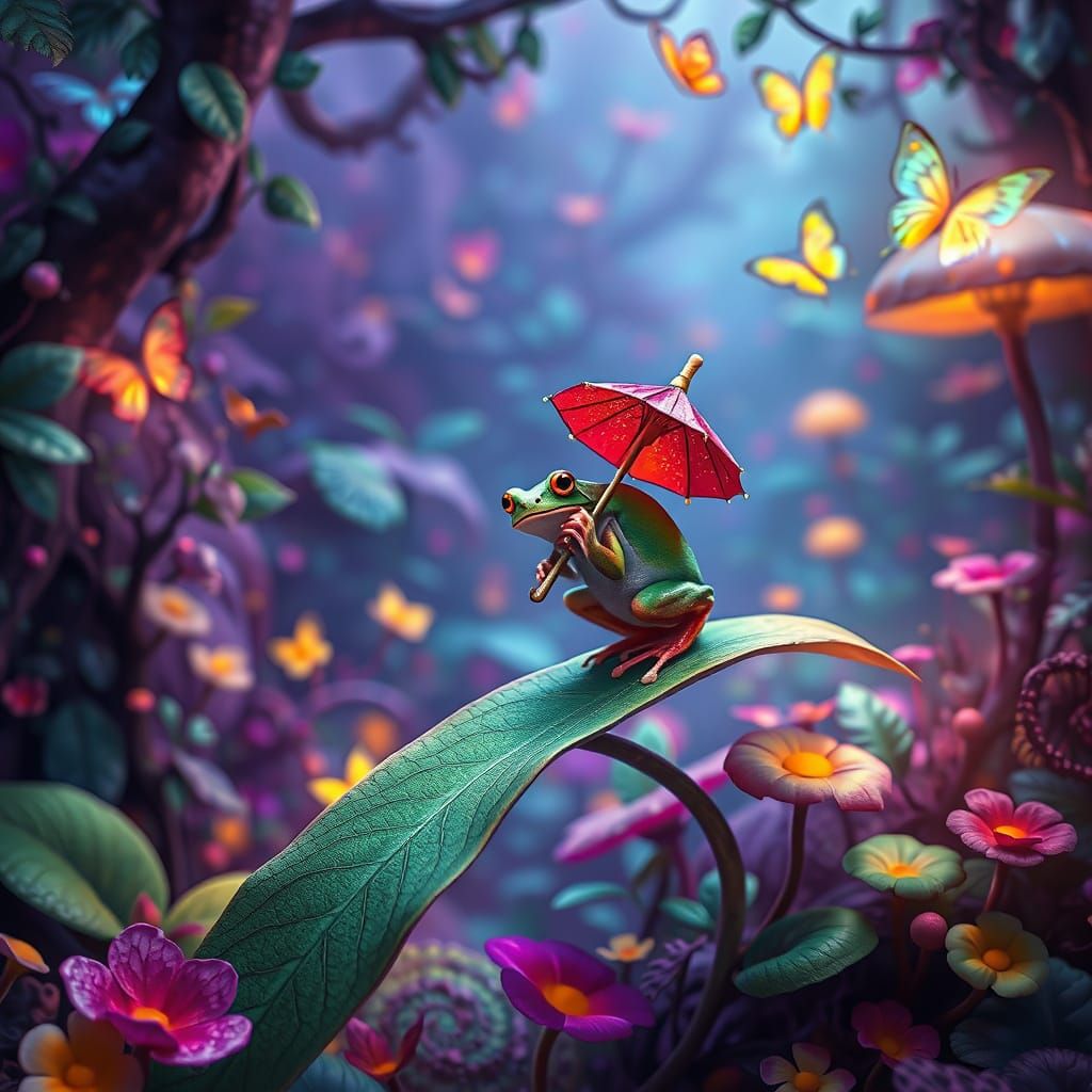 Whimsical Dreamlike Forest Scene in Fantasy Concept Art Styl...