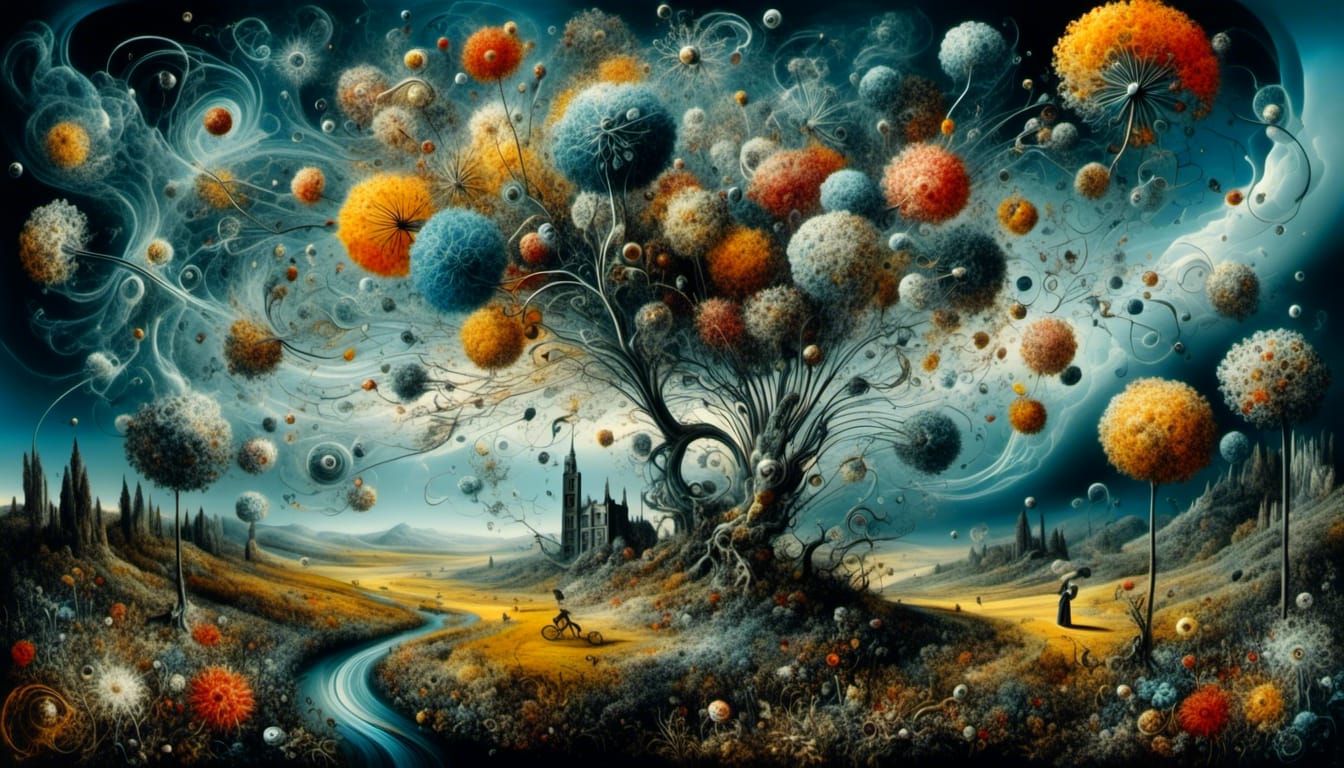 Surreal Landscape with Elastic Flora and TARDIS Vortex
