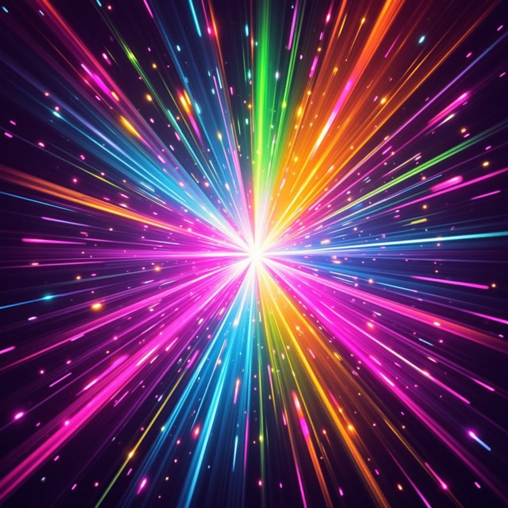 Vibrant Geometric Shapes in Neon Digital Art