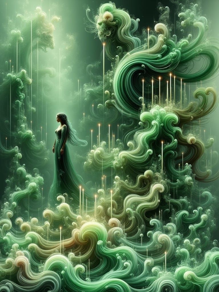 Mystical Figure in Dark Surrealism Style