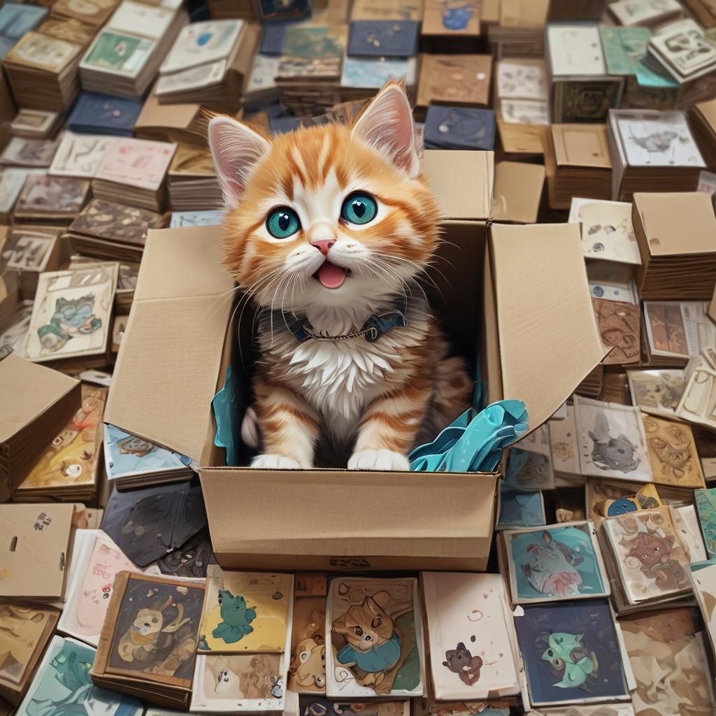 Playful Kitten in Anime Style