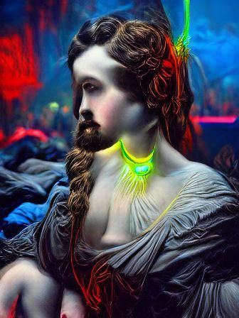 Ultra HD Neon Landscape in Gustave Dore Style