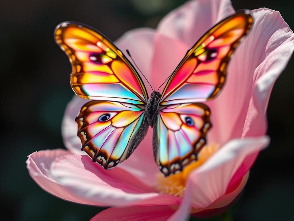 Iridescent Butterfly with Swirling Patterns in Dreamy Photo