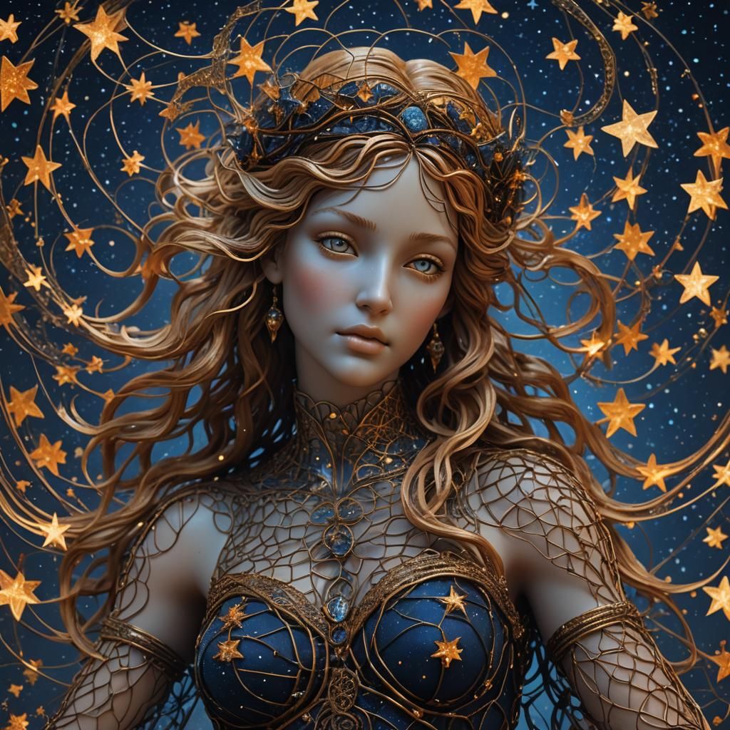 Goddess of the Starry Night in Hyper-Realistic Sculpture