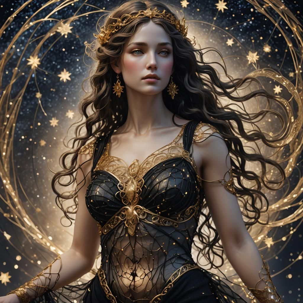 Ethereal Goddess in Starry Night