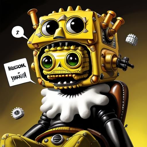 Robot on Hill in Pop Surrealist Style