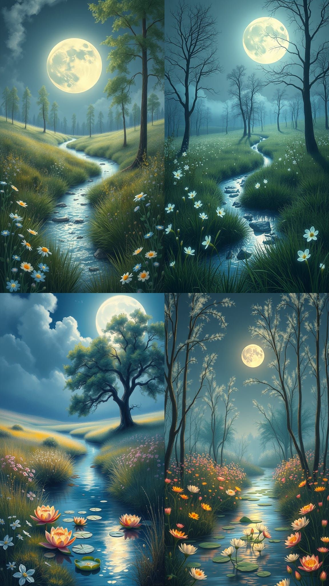 Magical Moonlit Meadow with Glowing Flowers