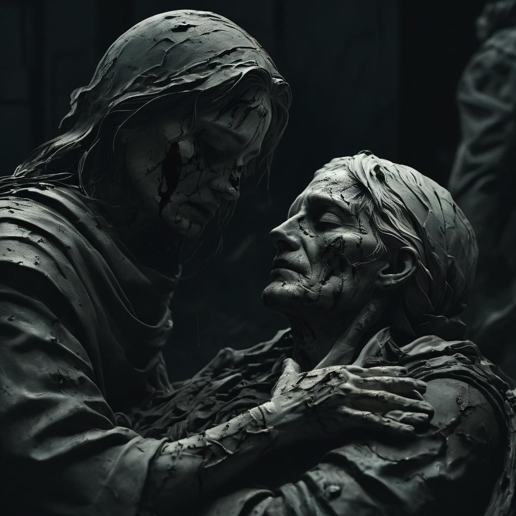 Detailed War Pieta Matte Painting