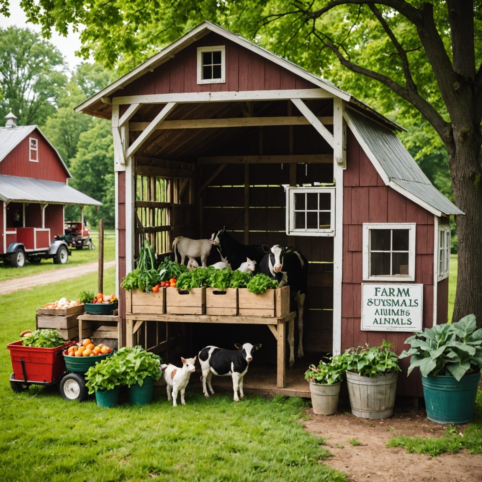 Whimsical Animal Farm Stand