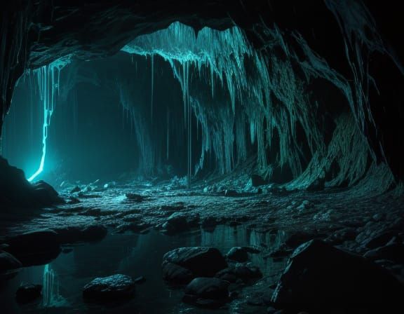 Trapped Creature in Glowing Webs Oil Painting