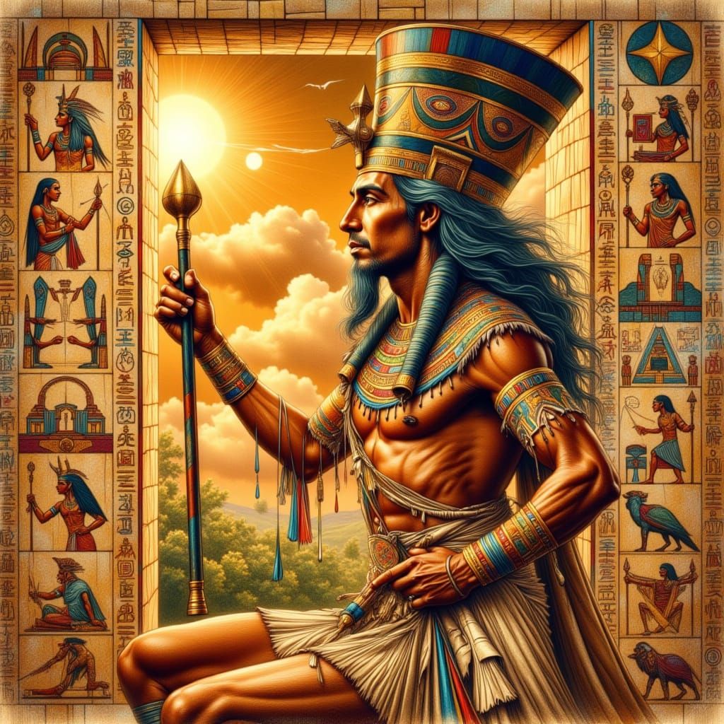 Ancient Egyptian Pharaoh in Golden Headdress