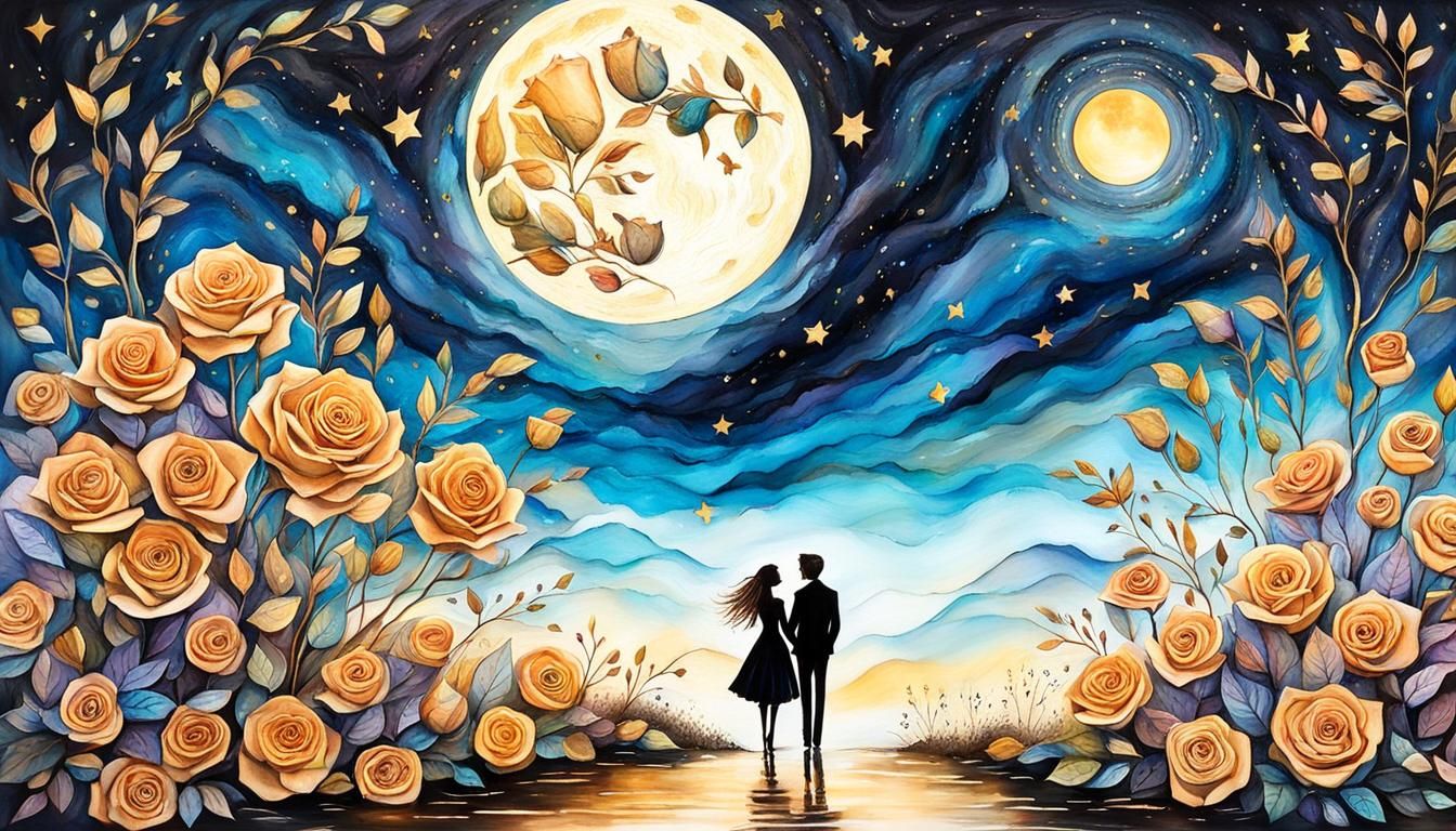 Magical Moonlit Gift in Oil and Alcohol Ink