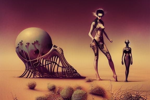 Surreal Desert Creatures in a Wasteland Landscape