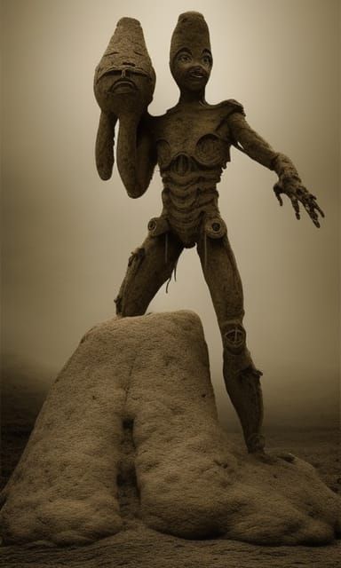 Mysterious Sculptures of Mythical Creatures in Sepia