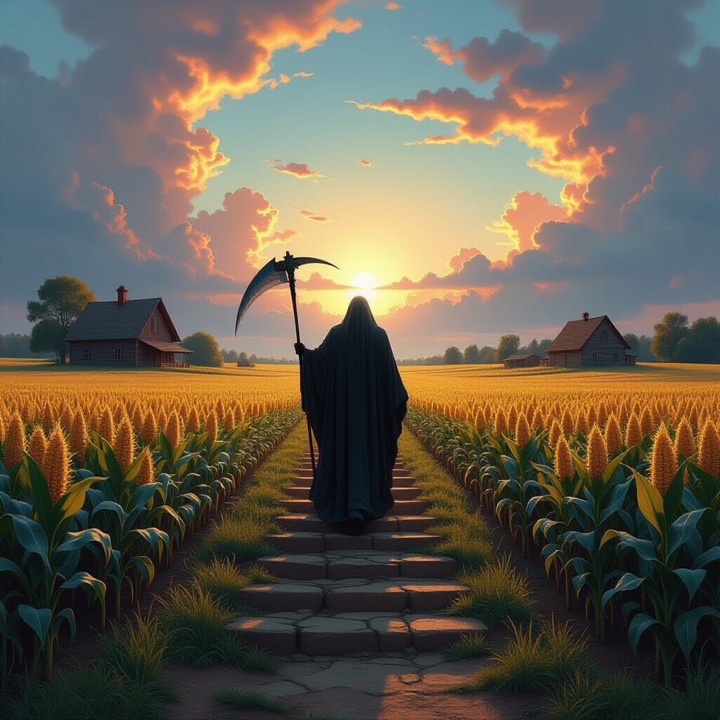 Grim Reaper's Descent into Rural Village