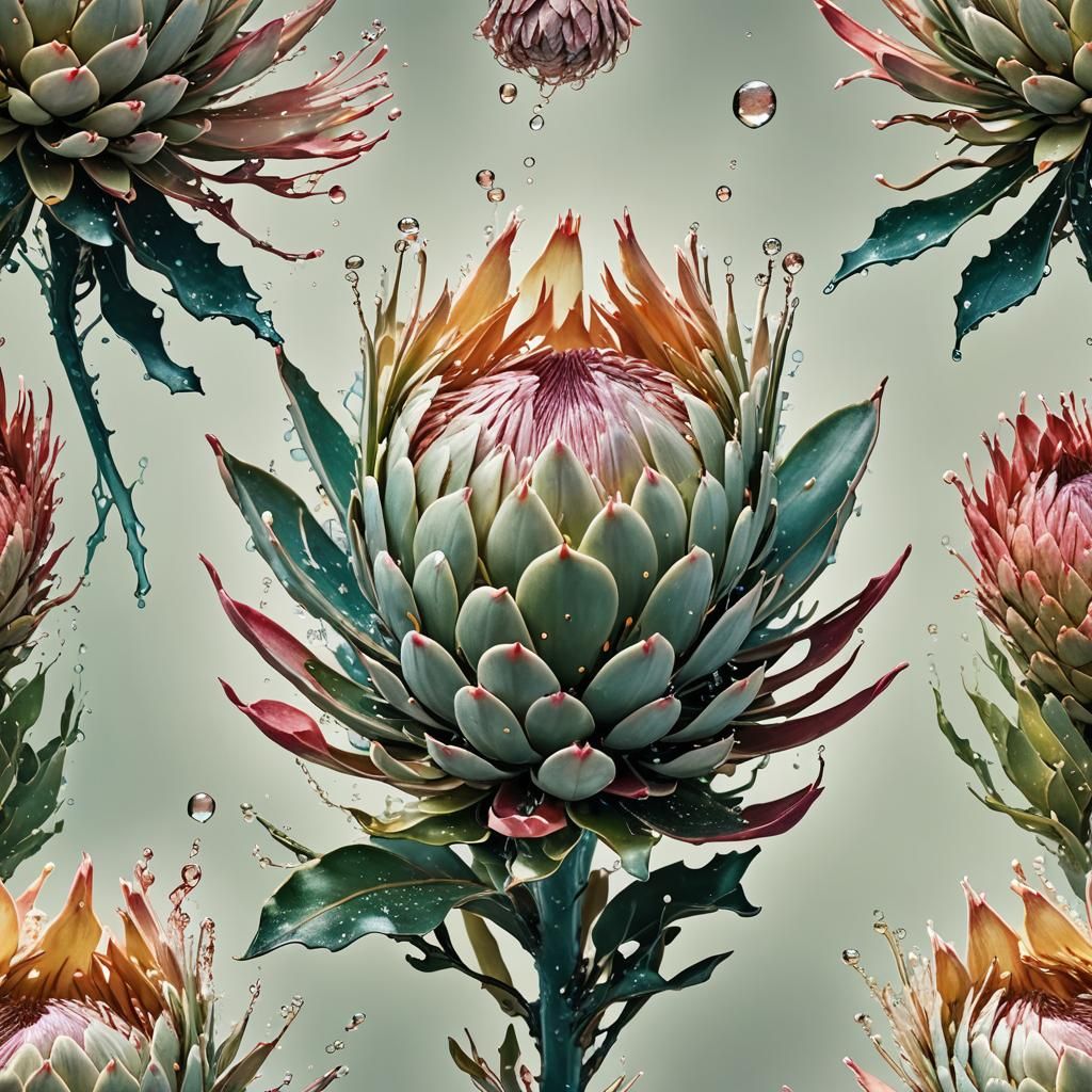 Dreamy Protea Flower with Shimmering Light