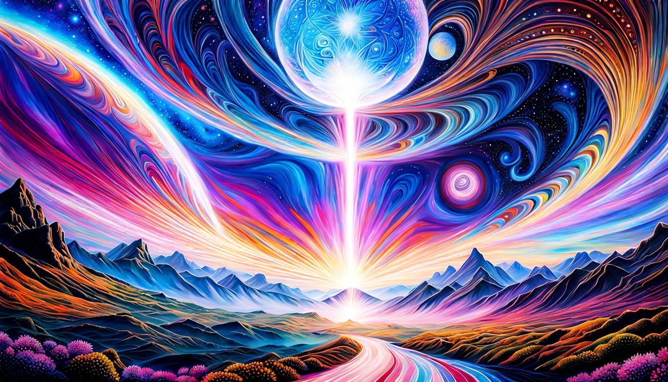 Cosmic Oil Painting of Ethereal Figures