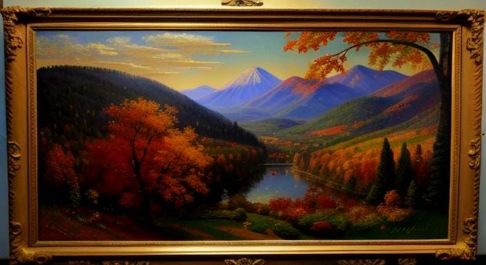 Autumn Landscape Portrait in Pointillist Style