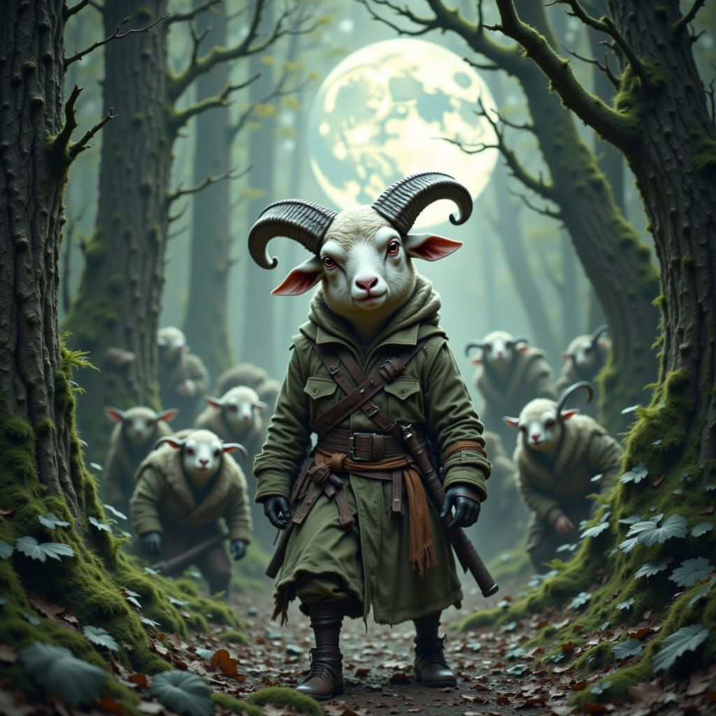 Theriocephalic Lamb Man in Goblin Forest
