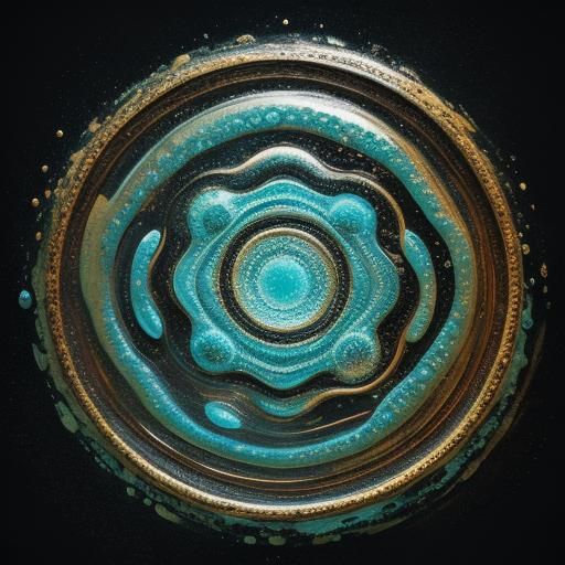 Abstract Acrylic Pouring Art with Cells and Bubbles