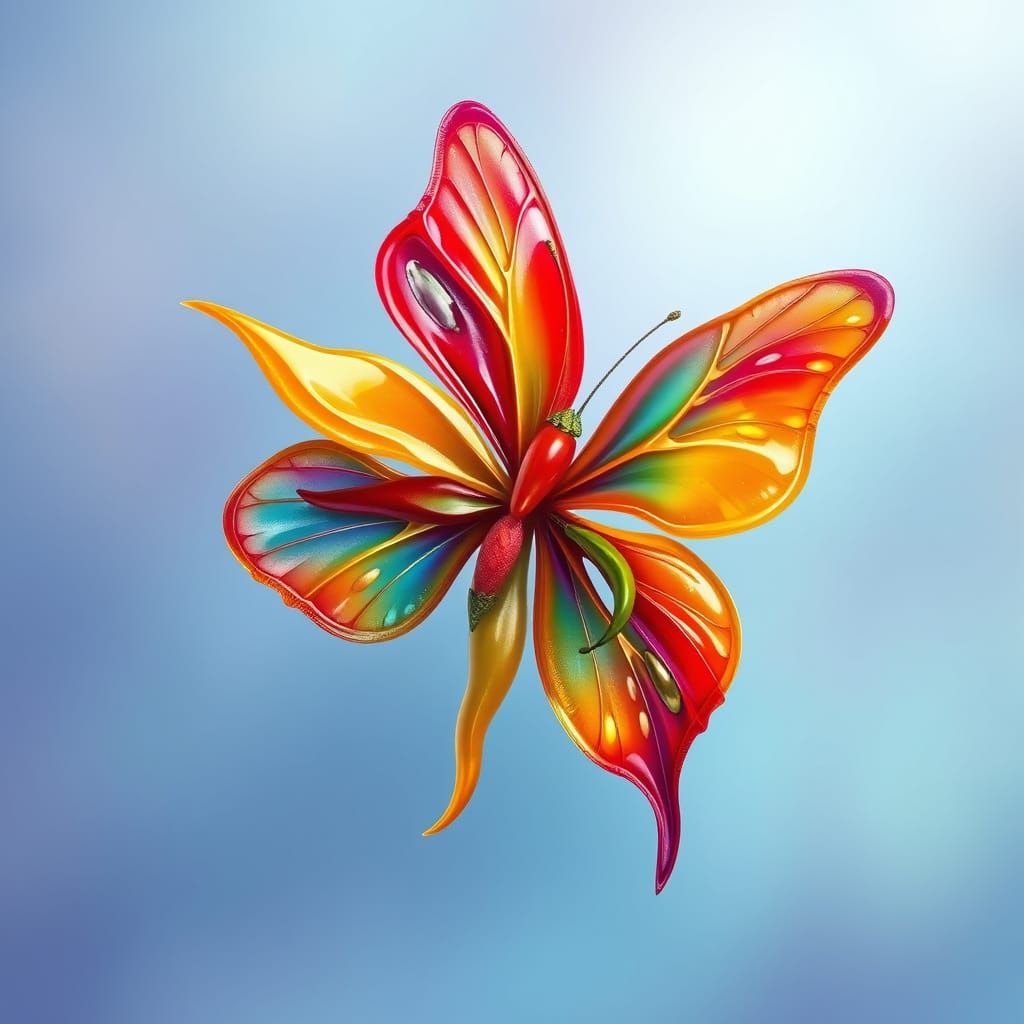 Vibrant Pepper Butterfly in Whimsical Fantasy Style